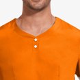 thumbnail image 4 of Fengqque Men's Solid Color Pocket Drawstring Pants Quick Drying Round Neck Doctor Protective Suit Button Short-sleeved Top Yellow 12(XXL), 4 of 7