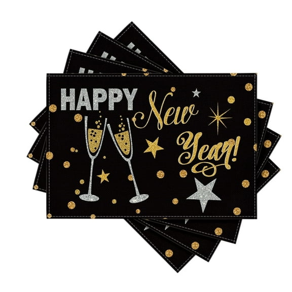 Smile Cheer Happy New Year Placemats 12x18 Inch Set of 4