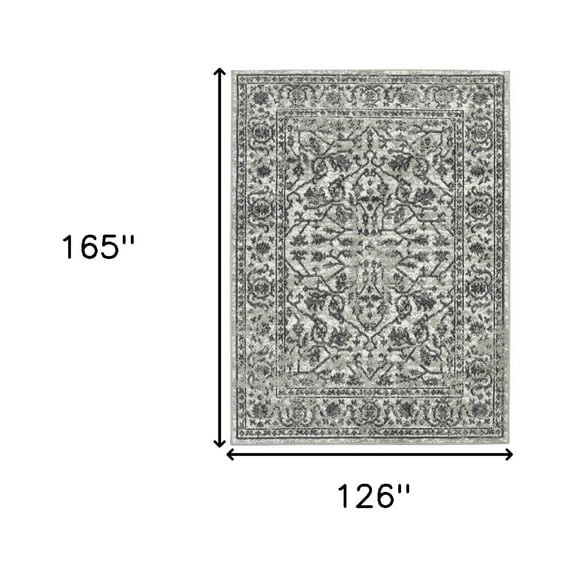 HomeRoots 531746 10 x 14 ft. Floral Power Loom Rectangle Area Rug, Gray