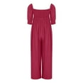 thumbnail image 4 of Kmdttou Outfits Sweatsuit Set Oversized for Women'S Solid Color Short-Sleeved Casual Wide-Leg Jumpsuit With Button Pockets on Clearance!, 4 of 5
