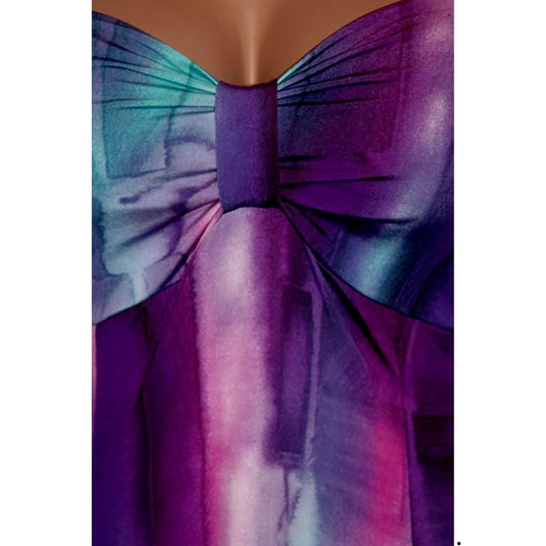 Funfash Women's Plus Size Purple Blue Galaxy Empire Waist Cocktail