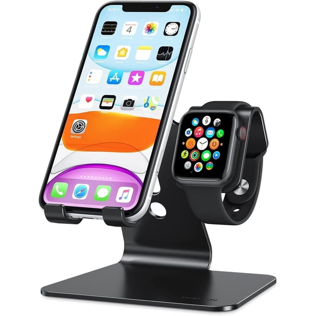 Soporte OMOTON para Apple Watch y iPhone, color negro