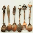 thumbnail image 4 of Moyic De vajilla Retro, tenedor, cuchara de aleación, cuchara de cocina, cucharón de cocina, cucharilla de doméstico, cubiertos Mostrada cobre rojo, 4 of 6