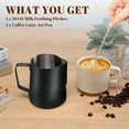 thumbnail image 3 of chalian-Milk Frothing Pitcher, 20oz Milk Frother Cup with Clear Scale, 304 Stainless Steel Cappuccino Espresso Machine Accessories for Barista Coffee Bar with Latte Art Pen, Black, 3 of 13