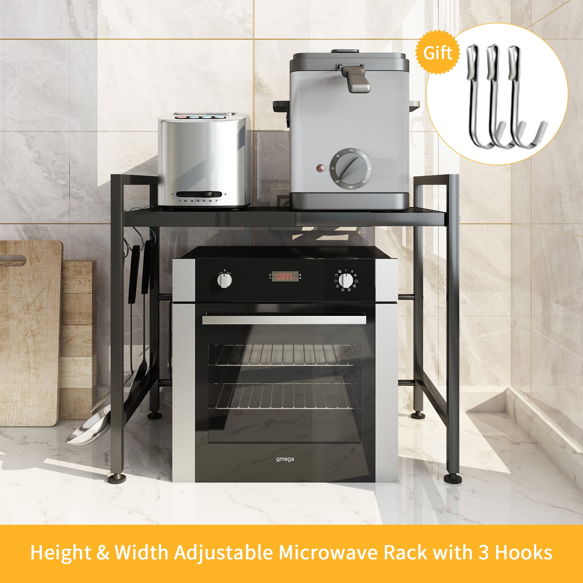 2Tier Expandable Microwave Rack Baker's Rack Countertop Microwave Rack