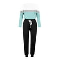 thumbnail image 6 of Dazajoo Fall Lounge Sets for Women 2024 Womens 2 Piece Color Block Outfits Casual Crew Neck Long Sleeve Tops and Drawstring Sweatpants Jogger Sets Holiday Sales,Blue,XL, 6 of 6
