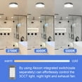 thumbnail image 6 of Akicon Round Sliver Bathroom Exhaust Fan with 3CCT LED Light & 5W Night Light, 110 CFM, 2.0 Sones Quiet Energy Efficient Vent Fan, 2700K/4000K/5500K, 6 of 8