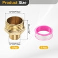 thumbnail image 2 of Uxcell Brass Pipe Fitting, 2Pcs 1/4" BSP Male x 1/2" BS Male Thread Connector Brass Hex Nipple Reducing Coupling Connector for Gas Water Refrigeration System Conversion, 2 of 7
