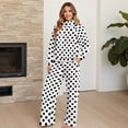 thumbnail image 4 of Garronmavis Women's Sweatsuits Womens Sweat Set Polka Dot Hoodie and Sweatpants Set for Women 2 Piece Outfits Wide Leg Sweatpant with Pockets White, Size L, 4 of 6