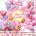 thumbnail image 3 of Pink Birthday Party Decoration, Happy Birthday Backdrop, Rose Gold Foil Balloons, Heart Star Foil Confetti Balloons & Butterfly Gold Foil Balloons for Women Girl Birthday Party, 3 of 5