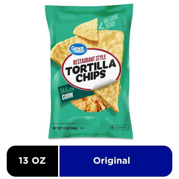 Great Value Restaurant Style White Corn Tortilla Chips, 13 oz