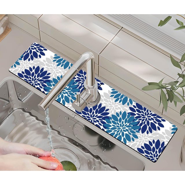 Kitchen Sink Splash Guard Faucet Mat -1 PC Super Absorbent Fast Drying Mat Sink Gadgets-Splash Guard Behind Faucet Drip Catcher for Kitchen, Bathroom,Sink Mat, Dish Drying Mat, Bathroom(23.5" X 5.5" )
