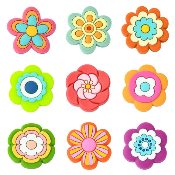 DanLingJewelry 18Pcs Colorful Boho Style Flower Silicone Focal Beads for DIY Crafts Jewelry Necklaces Bracelets Keychain Pen Making