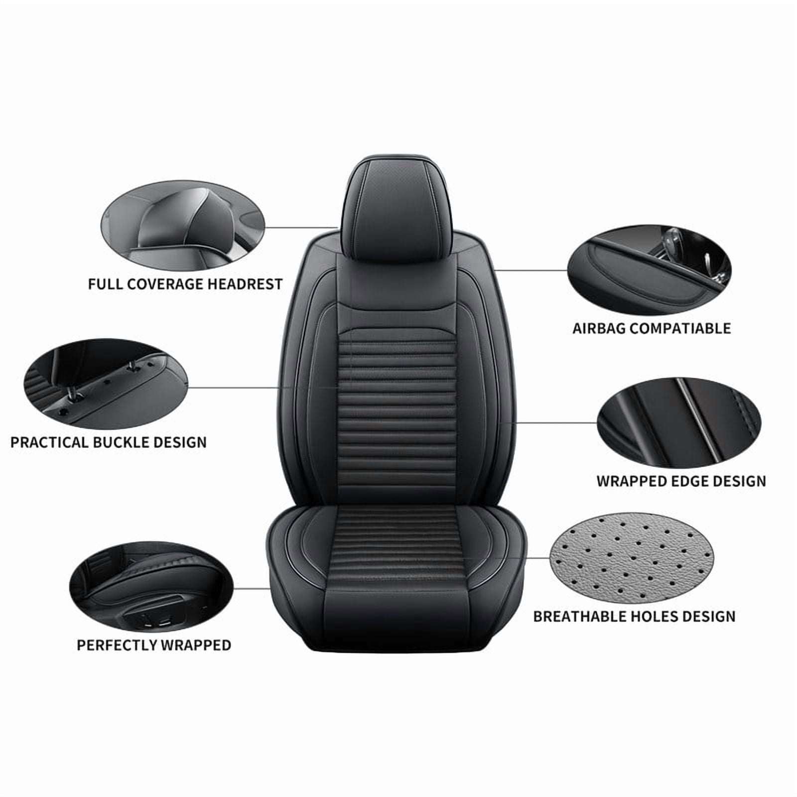 Car Seat Covers Full Set Fit for Honda Accord 2005-2026, Premium Faux Leather Car Seat Protector,Breathable Anti-Slip Full Wrapping Edge Seat Covers(Black,Full Set)