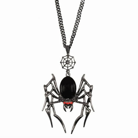 UNDERWRAPS Black Widow Spider Necklace - Gothic Spider Pendant, Halloween Jewelry for Women, Goth Accessories, Costume Jewelry Chain