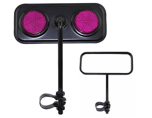 RECTANGULAR BICYCLE BIKE MIRROR BLACK WITH PURPLE REFLECTOR Bike part, Bicycle part, bike accessory, bicycle part - image 1 of 1