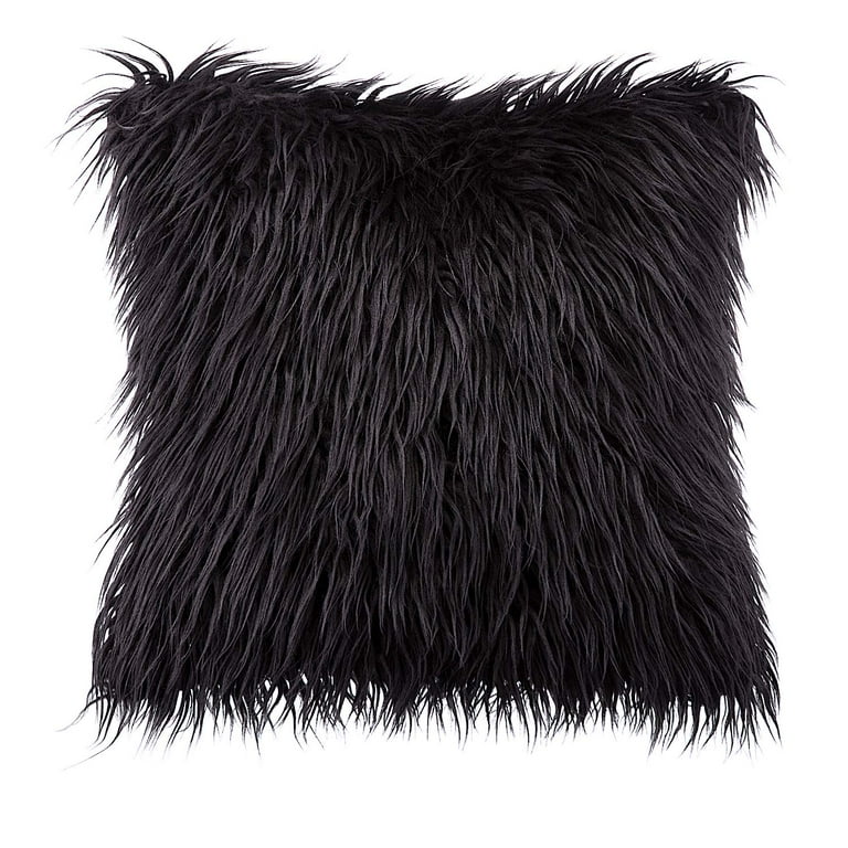 Black fur throw pillows new arrivals