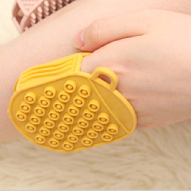 Depurador corporal de silicona de doble cara, manga antideslizante para dedos, guante exfoliante para baño de SPA, cepillo corporal para mujer y , AMARILLO Baoblaze Cepillo para fregar el cuerpo