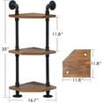 thumbnail image 3 of Ivinta Industrial Wall Mount Pipe Shelves, 3-Tier Corner Shelf with Solid Wood, Corner Bookshelf Display Stand,Metal Standing Bookcase (3-Tier), 3 of 9