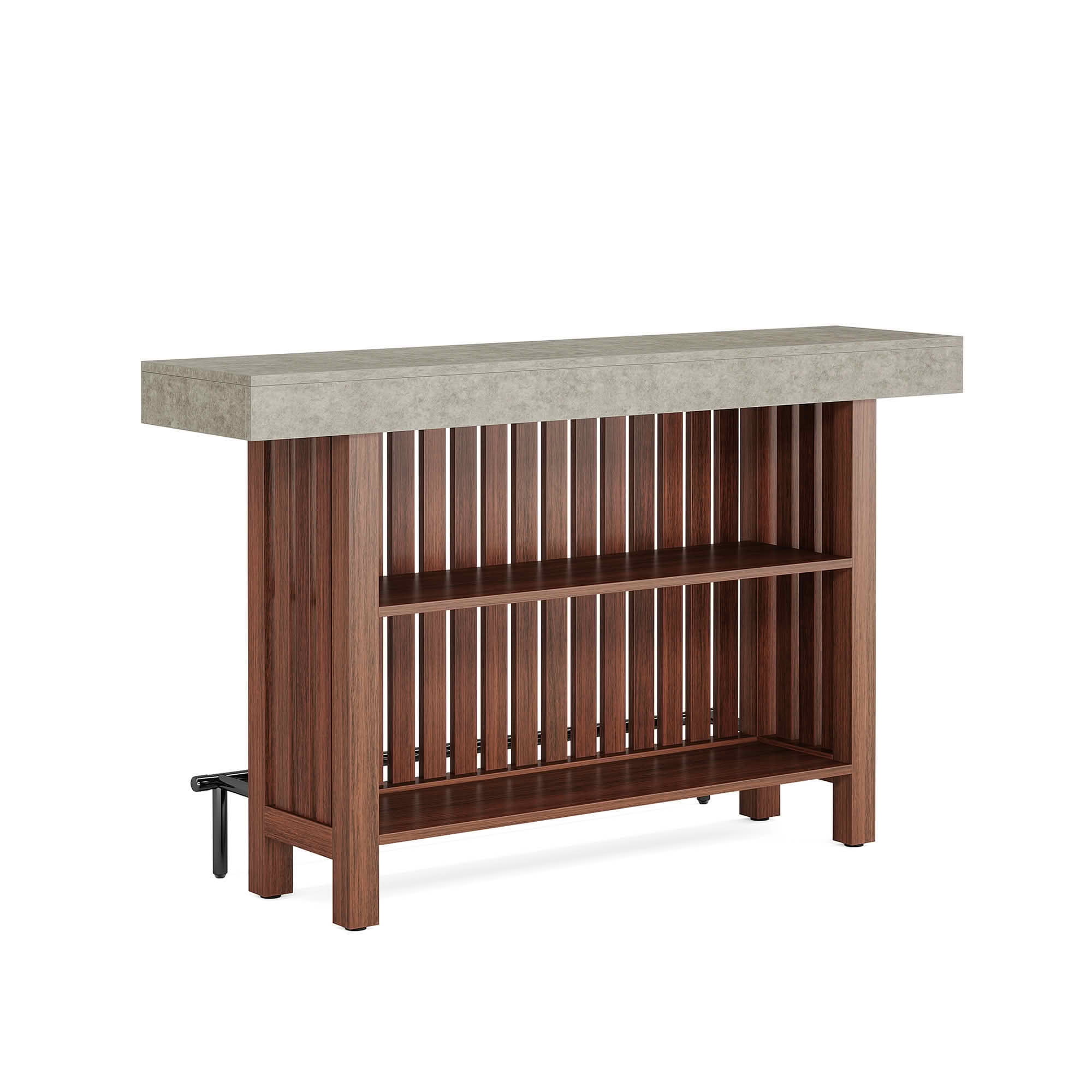 MAYEERTY 63 Inch 2 Tier Home Bar Unit, Height Pub Table with Storage Shelves, Modern Kitchen Island with Adjustable Foot Pads for Basement Living Room
