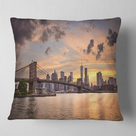 UPC: 0645466464821 | DESIGN ART Designart New York City Skyline under Dark Clouds Cityscape Throw Pillow 16 in. x 16 in. Small