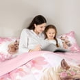thumbnail image 4 of Erosebridal Kawaii Horse Twin Comforter Sets, Pink Flowers Bedding Set, 4 of 6