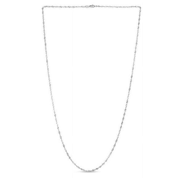 Royal Chain 025WLSING-20 20 in. 10K White Gold Diamond Cut Textured Singapore Chain with Lobster Clasp