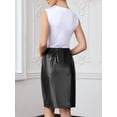 thumbnail image 3 of DARING DIVA Women's Faux Leather PU Elastic Bodycon Pencil Midi Skirt X-Small Black, 3 of 6