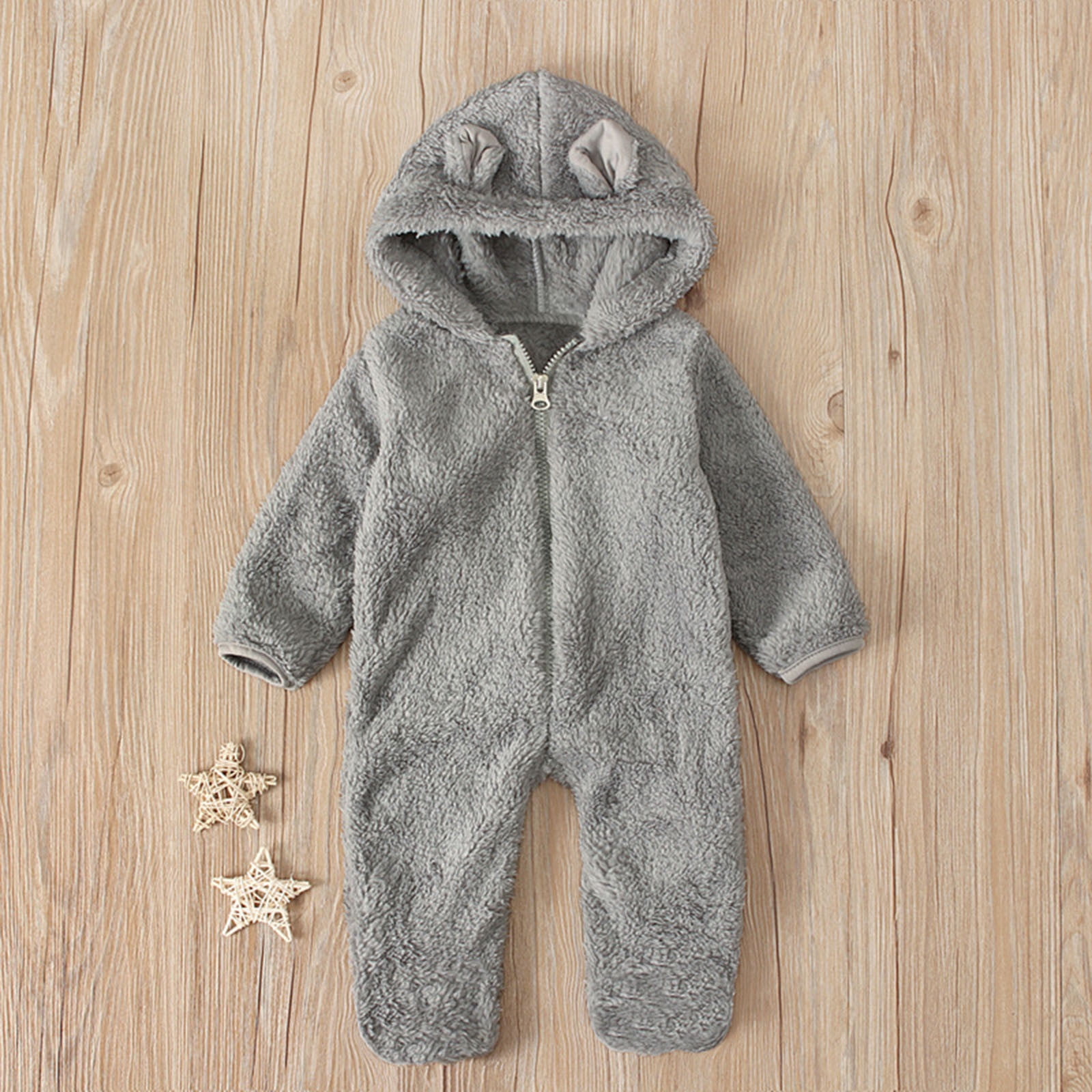 Hzgobj Newborn Infant Baby Boys Girls Winter Snowsuits Warm Clothes 0-12 Months Hoodie Cartoon Flannel Romper Jumpsuit