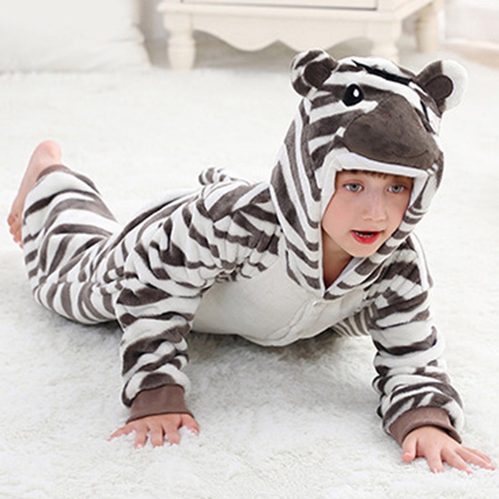 CUZIBR Baby Boys Girls Rabbit Animal Winter Romper Jumpsuit Oneise One-Pieces Hoodie Long Sleeve Sets Outfits Leisure Dailywear For Toddler,White,7-8 Years