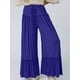 thumbnail image 5 of Pantalones Palazzo Holgados de Playa con Cintura Alta Elástica, Dobladillo con Volantes y Pierna para Mujer Azul L, 5 of 7