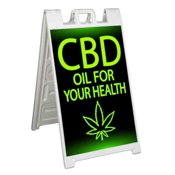 CBD Oil For Your Health (24" X 36") Standard A-Frame Signicade, Includes Decal Applied To Stand