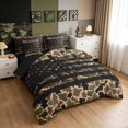 thumbnail image 2 of Manfei Minimalism Patriotic Camo Twin Bedding, Mid Century American Flag Bedding Comforter Set, Chocolate Brown, Black Reversible, 7-Piece, 2 of 6