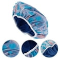 thumbnail image 3 of Unique Bargains 1 Pc Women Reusable Shower Cap for Bathroom Business Travel Blue PEVA Microfiber, 3 of 4