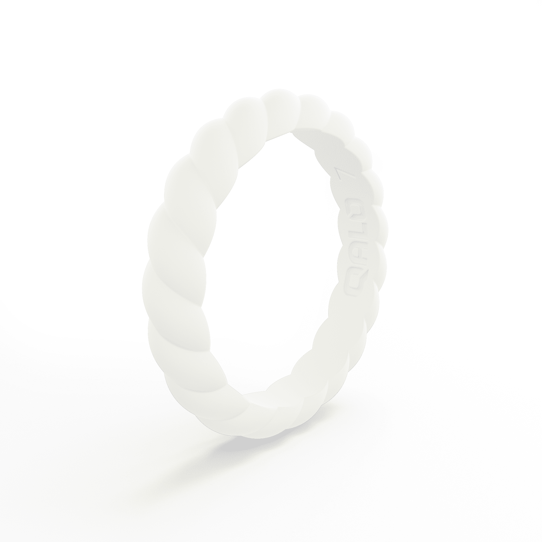 QALO Women's Classic Stackable Twist Durable Silicone Ring, White, Size 5