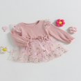 thumbnail image 3 of Nouveau-né Bébé Fille Rompers Robe Col Rond Manches Longues Imprimé Floral Bodysuits, 3 of 8