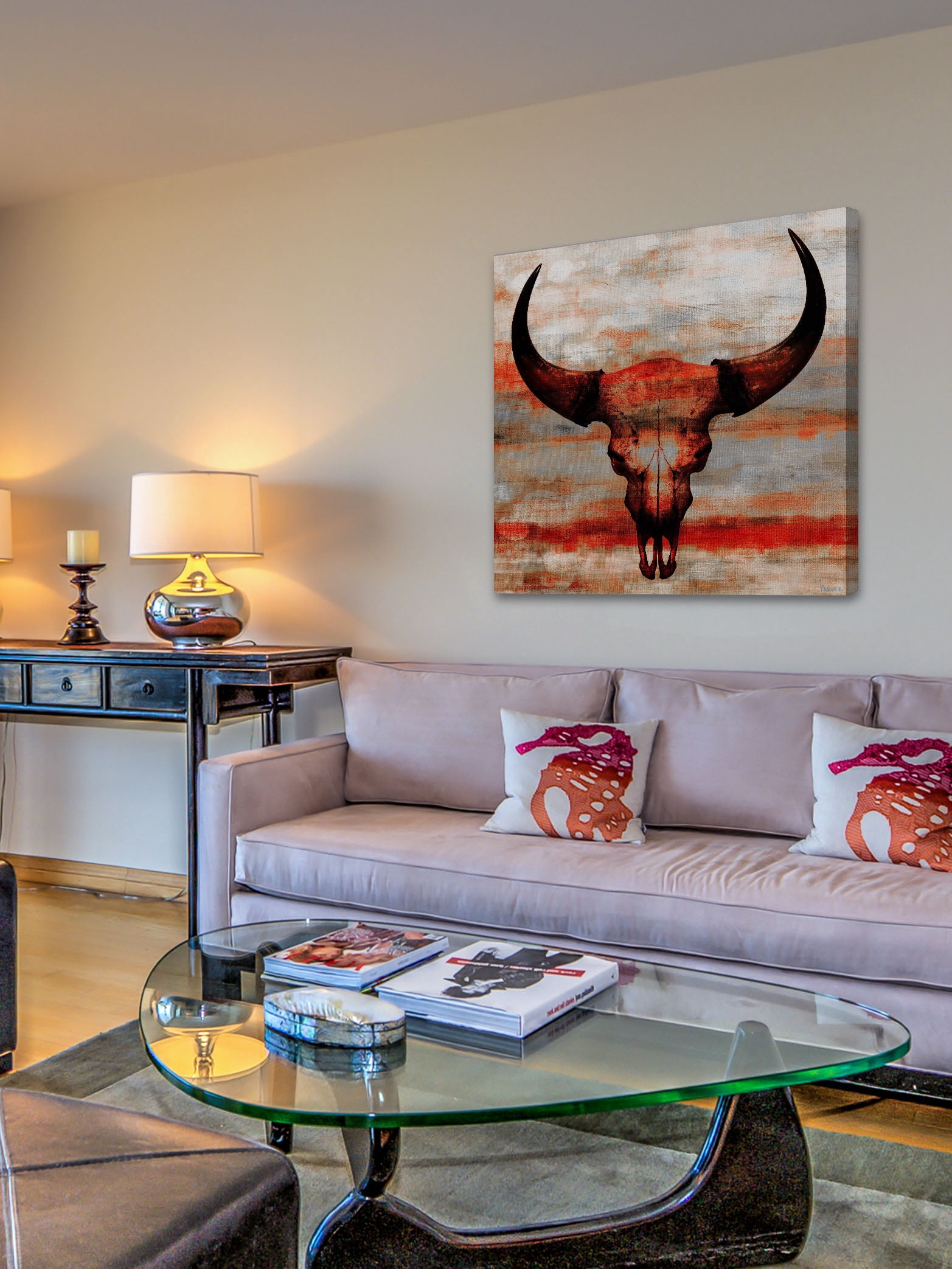 Parvez Taj "Red Skull" Painting Print on Canvas