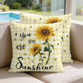 thumbnail image 2 of 26x26 Pillow Covers Set of 2, Sunflowers Square Throw Pillow Covers for Couch/Sofa/Living Room, Spring Summer Bees Floral Yellow Plaid Decorative Soft Pillowcases for Couch Throw Pillows, 2 of 9
