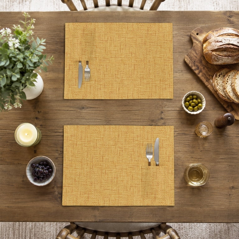 Placeats Placemats with Pockets Set of 4 Ginger Yellow Linen Texture Place Mats ...