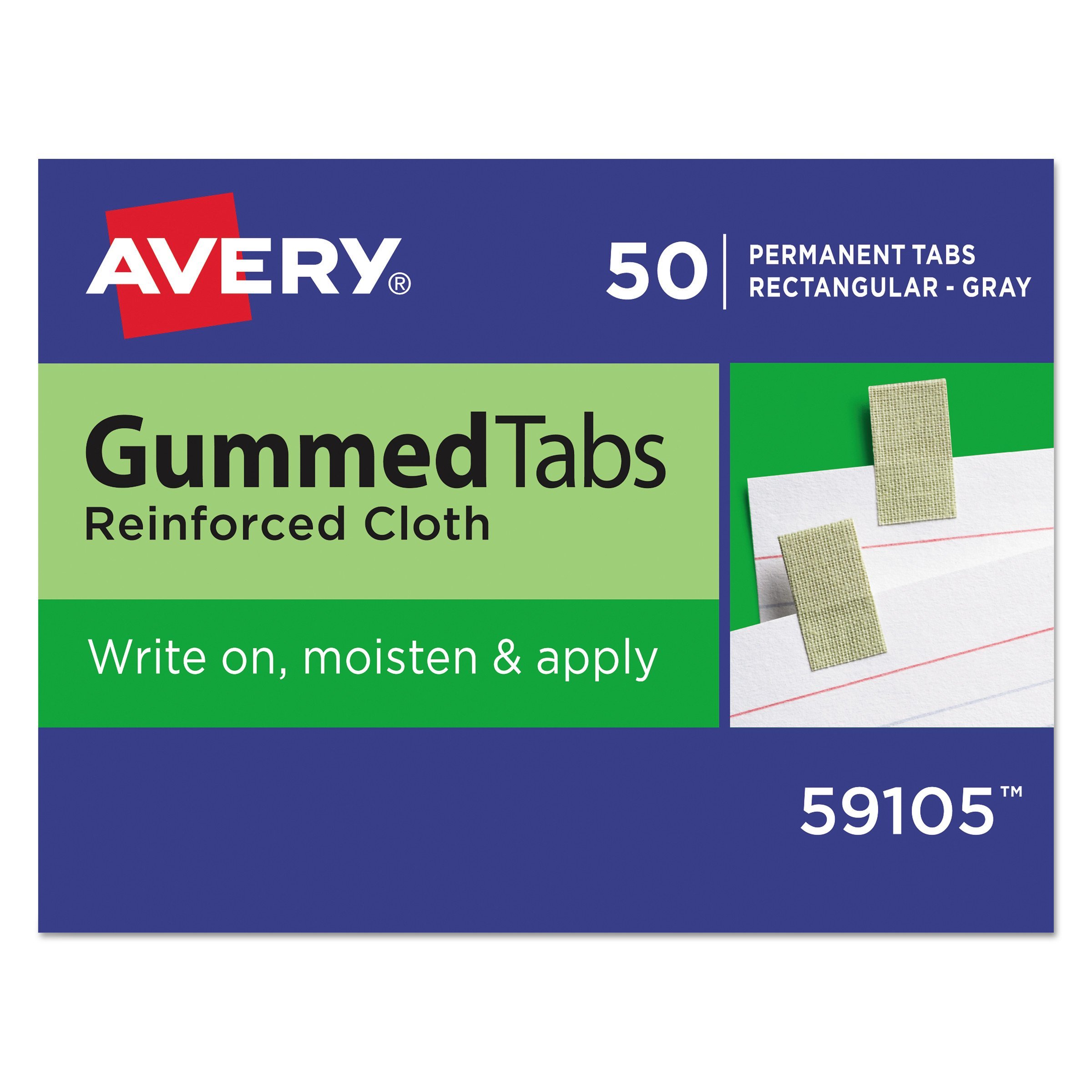 Avery 59105 Gummed Reinforced Index Tabs, 7/16 x 13/16, Gray (Pack of