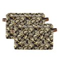 thumbnail image 2 of WOBOGO Skull with Money Pattern Square Storage Basket with Waterproof Canvas and PE Lining Durable PU Leather Handles 14.2×10.2×8.3in, 2 of 9