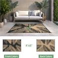 thumbnail image 2 of Outdoor Rug 4’x6’ Waterproof for Patio Clearance, Reversible Indoor Outdoor Plastic Straw Camping Rug Carpet, RV Mat, Large Area Rug for Deck, Backyard, Balcony, Porch, Beach, Black & Brown, 2 of 9