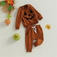 thumbnail image 4 of Otqutp Baby Clothes Set Baby Boy Halloween Pants Outfits Long Shirts Pumpkin Sweatshirt Pants Boys Fall Halloween Clothes Set Christmas Gifts 2PCS Outfits, 4 of 8