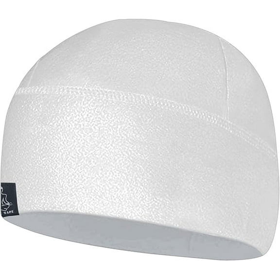 Temple Tape Winter Fleece Watch Cap Beanie – Skull Cap Fleece Hat - Mens & Women - One Size - Pure White