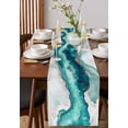 thumbnail image 4 of Turquoise White Marble Table Runner Cotton Linen 108 Inch Holiday Dresser Scarves, Modern Art Abstract Marble Crack Tablerunner for Kitchen Coffee Dining Bedroom Dinner Scarf Décor 13''x108'', 4 of 9