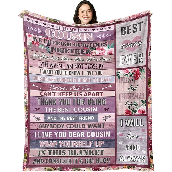 Cousin Gifts for Women Blanket, Best Cousin Gifts, Gifts for Cousins Female, Cousins Make The Best Friends to My Favorite Cousin Birthday, Graduation Gift Throw Blankets 60X50