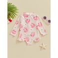 thumbnail image 4 of Bslissey Toddler Baby Rash Guard Swimsuit Romper Flower Print Long Sleeve Ruffles Zipper Bathing Suit 6M 12M 18M 24M 3T 4T Kids Summer Cute One Piece Swimwear Beach Wear, 4 of 8