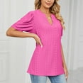 thumbnail image 5 of Oalirro Women Dressy Casual Blouses V- Neck Hollow Out Recreational Short Sleeve Tops, 5 of 5