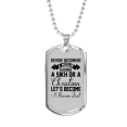 thumbnail image 1 of Human First Necklace Stainless Steel or 18k Gold Dog Tag 24" Chain, 1 of 8