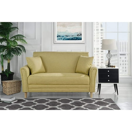 Modern 2 Tone Small Space Linen Fabric Loveseat (Best Loveseats For Small Spaces)